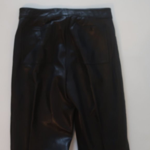 Womens Perellel Black Flat Front Leather Pants 6 * - Picture 8 of 13